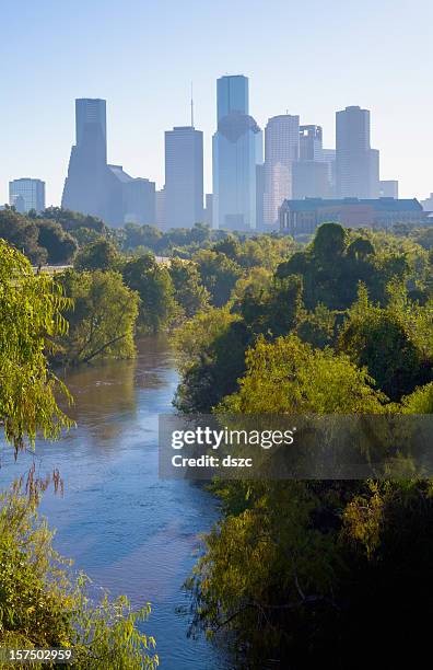 hazy houston skyline in the morning - city park houston stock pictures, royalty-free photos & images