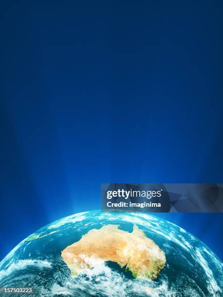 glowing globe series - oceania - planet earth australia stock pictures, royalty-free photos & images