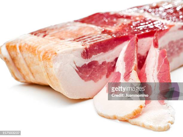 raw smoked bacon slices - transvet stockfoto's en -beelden