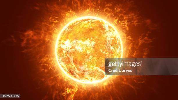 hot fiery sun - sunlight stockfoto's en -beelden