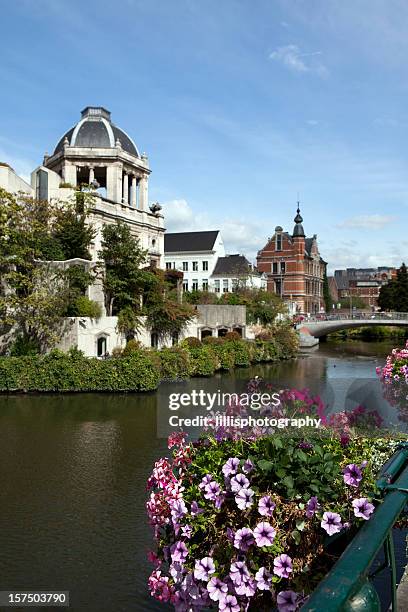canal in town of ghent belgium - oost vlaanderen stock pictures, royalty-free photos & images