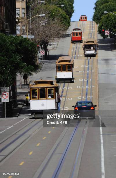 cable cars in san francisco - cable car stock pictures, royalty-free photos & images