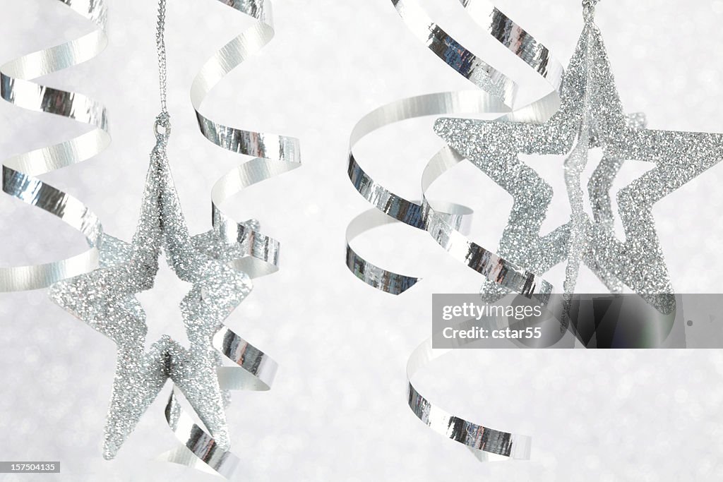 Feiertage: Silver Glitter besetzte Weihnachten Sterne-Ornamenten