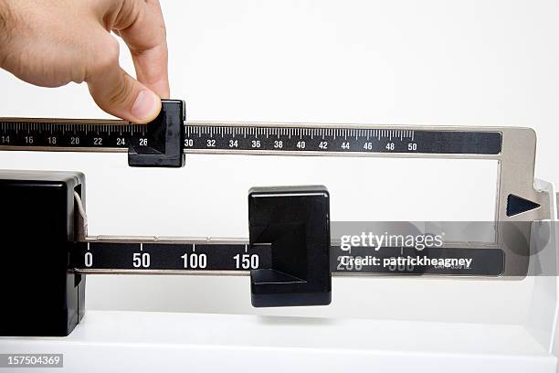 scale to measure lengths with an adjustable slider - pound unit of mass 個照片及圖片檔