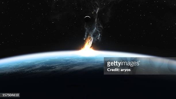 impatto degli asteroidi sulla terra - asteroid foto e immagini stock
