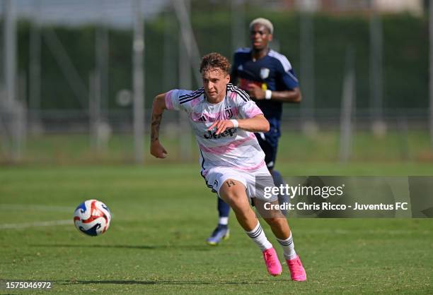 Gianmarco Di Biase of Juventus U19 during the Pre-season Friendly match between Juventus U19 and Pinerolo at Juventus Center Vinovo on August 3, 2023...