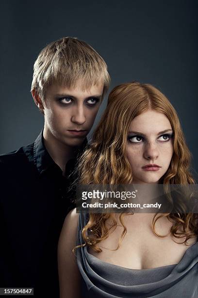 teenager gruftie vampire - goth boy stock-fotos und bilder