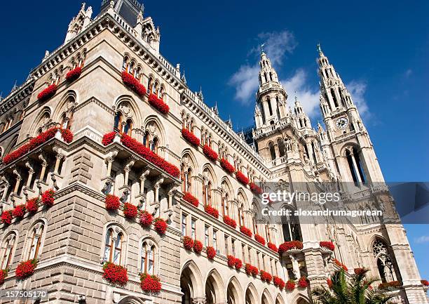 city hall-wien - centro de viena imagens e fotografias de stock