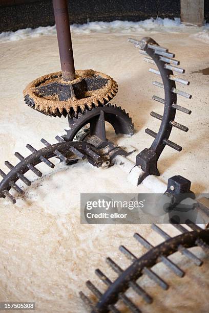 open mash tun in a whiskey distillery, islay, scotland. - scotland food and drink stock pictures, royalty-free photos & images