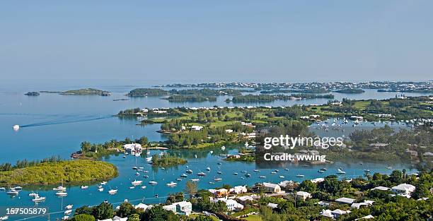 gibbs farol vista, bermudas. porto de hamilton - bermudas imagens e fotografias de stock