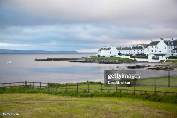 evening in port charlotte, islay, scotland - islay house stock pictures, royalty-free photos & images