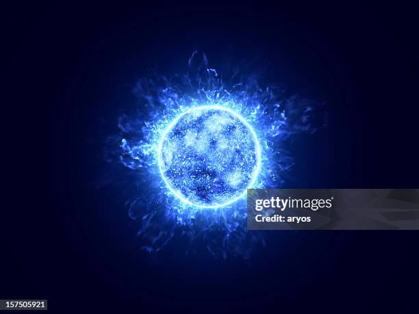 blue hot sun - burst of energy stockfoto's en -beelden