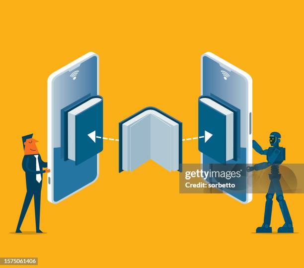 education learning - artificial intelligence - students learning computer programming stock illustrations