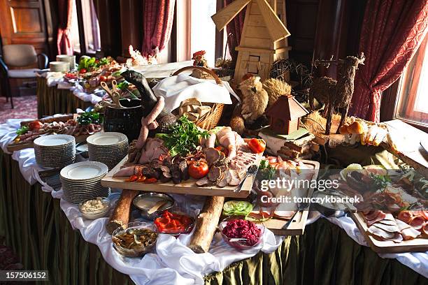 wedding catering xxxl - black pudding stock pictures, royalty-free photos & images