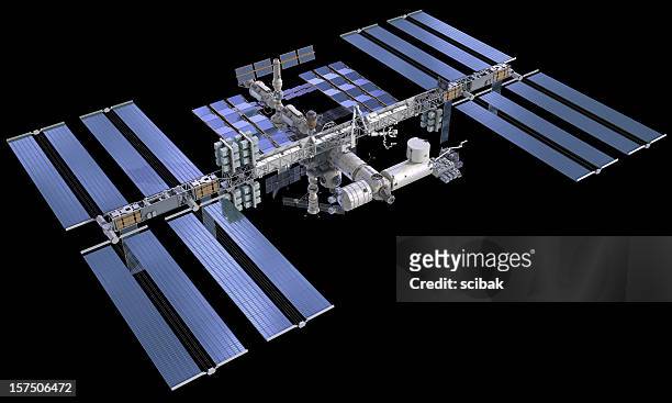 iss international space station - space station stock pictures, royalty-free photos & images