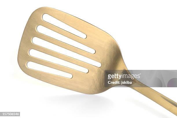 stainless steel spatula on a white background - spatula stock pictures, royalty-free photos & images