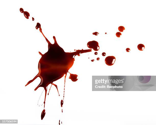 red spatter on white background - stained stock pictures, royalty-free photos & images