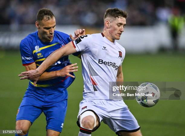 Louth , Ireland - 3 August 2023; John Martin of Dundalk in action against Duan Brkovi of KA during the UEFA Europa Conference League Second...