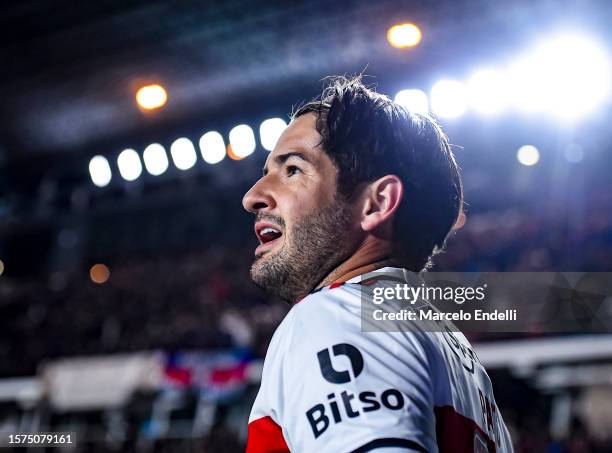 Alexandre Pato of Sao Paulo looks on during the Copa CONMEBOL Sudamericana 2023 round of sixteen first leg match between San Lorenzo and Sao Paulo at...