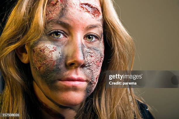 stage make up - burns victims stock pictures, royalty-free photos & images