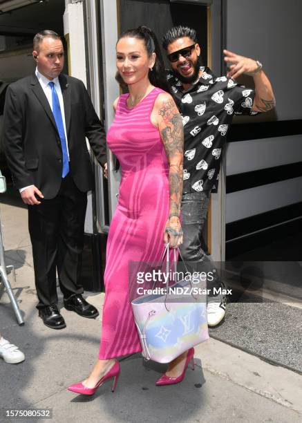 Jenni "JWoww" Farley and Paul "Pauly D" DelVecchio are seen on August 3, 2023 in New York City.