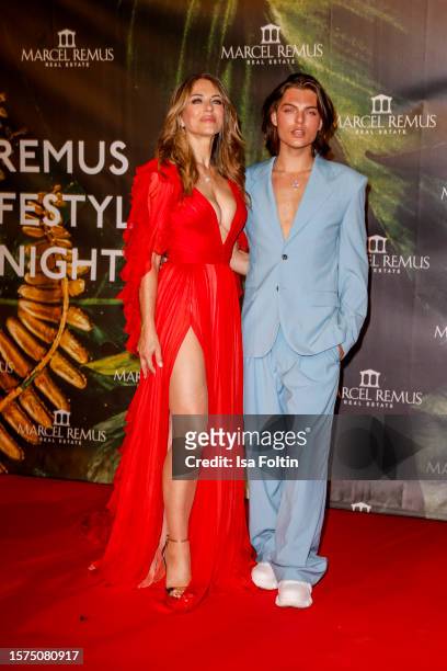Actress Liz Hurley and her son Damian Hurley during the Remus Lifestyle Night on August 3, 2023 in Palma de Mallorca, Spain.