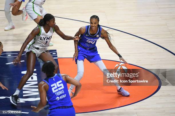Connecticut Sun forward DeWanna Bonner dribbles the ball during a WNBA game between the Minnesota Lynx and the Connecticut Sun on August 1 at Mohegan...