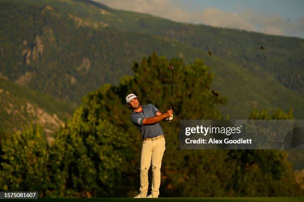 Crouch shoots on the ninth hole during the first round of the Utah Championship presented by Zions Bank at Oakridge Country Club on August 03, 2023...