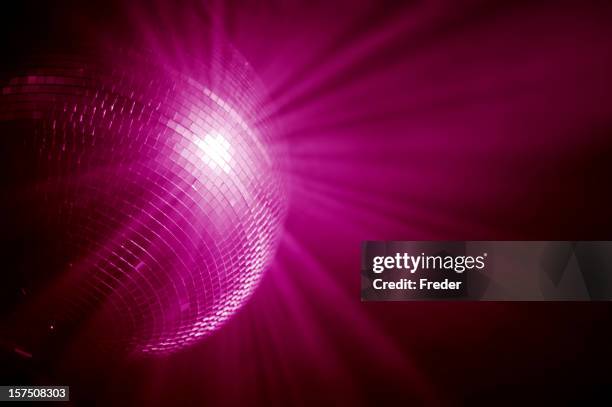 pink mirrorball - party lights stockfoto's en -beelden