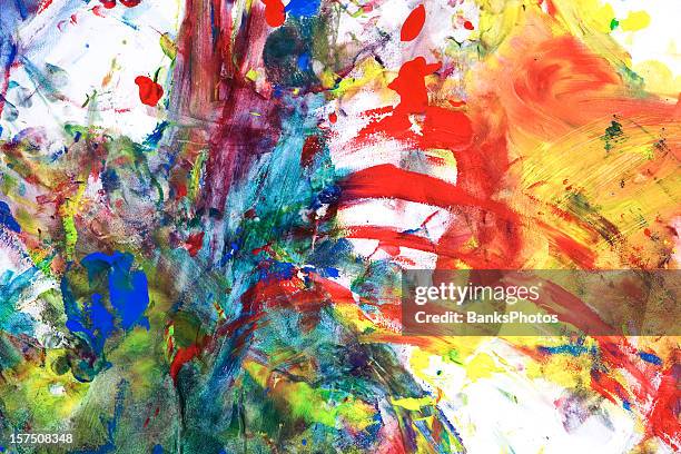 child’s tempera paint on paper - kids art stock pictures, royalty-free photos & images
