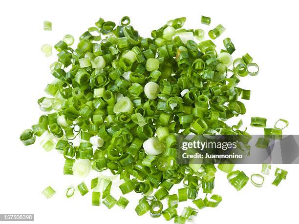 diced cebola verde - chopped imagens e fotografias de stock