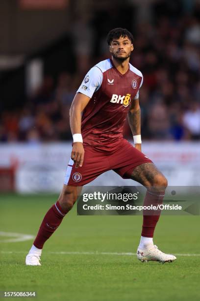 Tyrone Mings of Aston Villa in action during the pre-season friendly match between Aston Villa and SS Lazio at Poundland Bescot Stadium on August 3,...