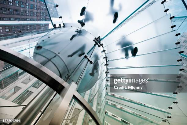 modern glass stairway footprints - office building entrance people stock pictures, royalty-free photos & images