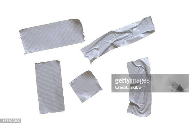 five pieces of duct tape on pure white background - duct tape stockfoto's en -beelden