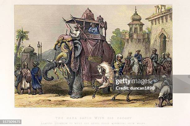 the nana sahib and indian elephant - ancient history stock illustrations