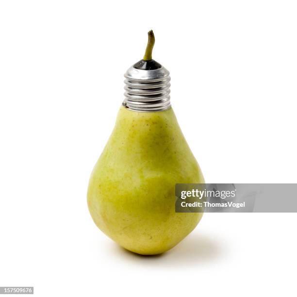 alternative energy. light bulb pear - pear bulb stock pictures, royalty-free photos & images