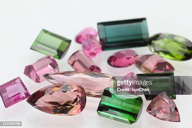 tourmaline gemstone in various color - tourmaline gem stock pictures, royalty-free photos & images