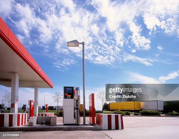 truck stop with petrol station. - station service france stock pictures, royalty-free photos & images
