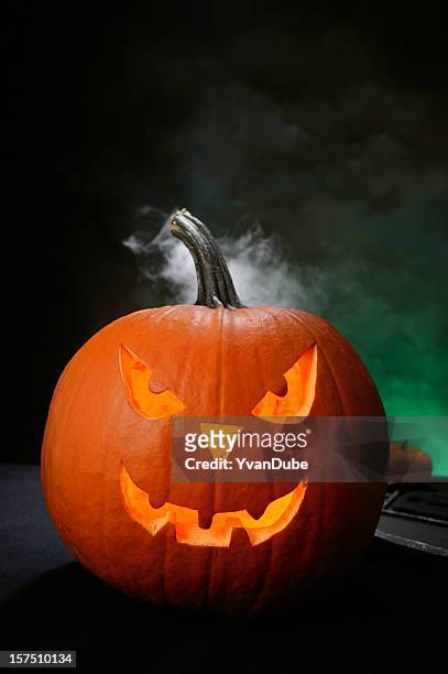 halloween night - ugly pumpkins stock pictures, royalty-free photos & images