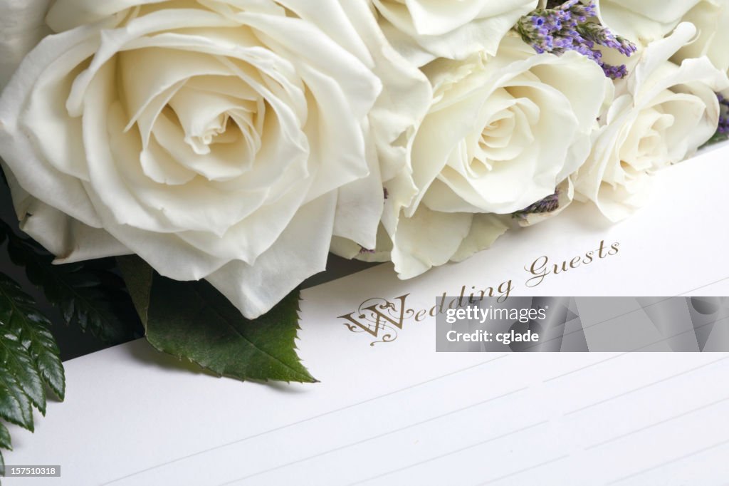 Wedding Guest Book and Bouquet