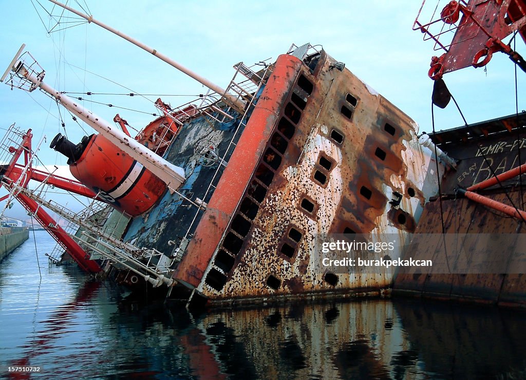 Cargo Ship Sinking, Istanbul, Turkey