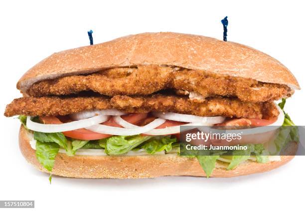 veal or chicken milanese sandwich - cutlet stock pictures, royalty-free photos & images