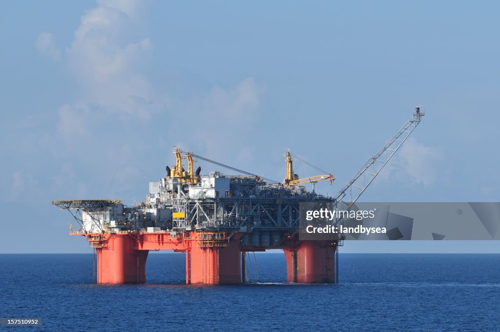 Off shore oil production platform with flare stack