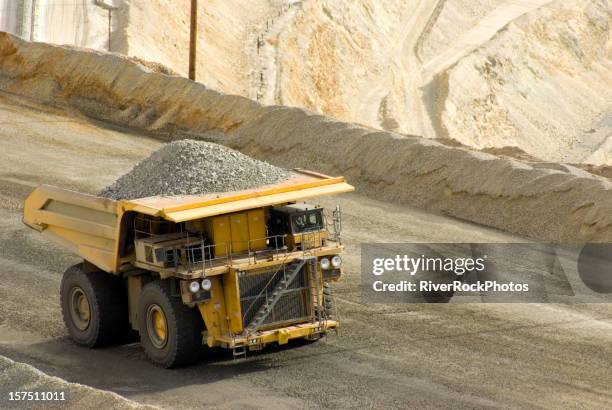 large dumptruck in utah copper mine - gold mining truck stock pictures, royalty-free photos & images