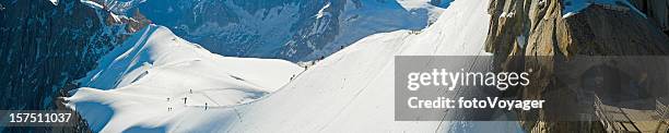 alps mountaineers setting off into high wilderness mont blanc france - blanche vallee stock pictures, royalty-free photos & images