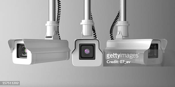 vector illustration of three security cameras - paranoia 個照片及圖片檔