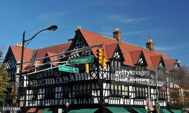 street signs and building - princeton new jersey stock pictures, royalty-free photos & images