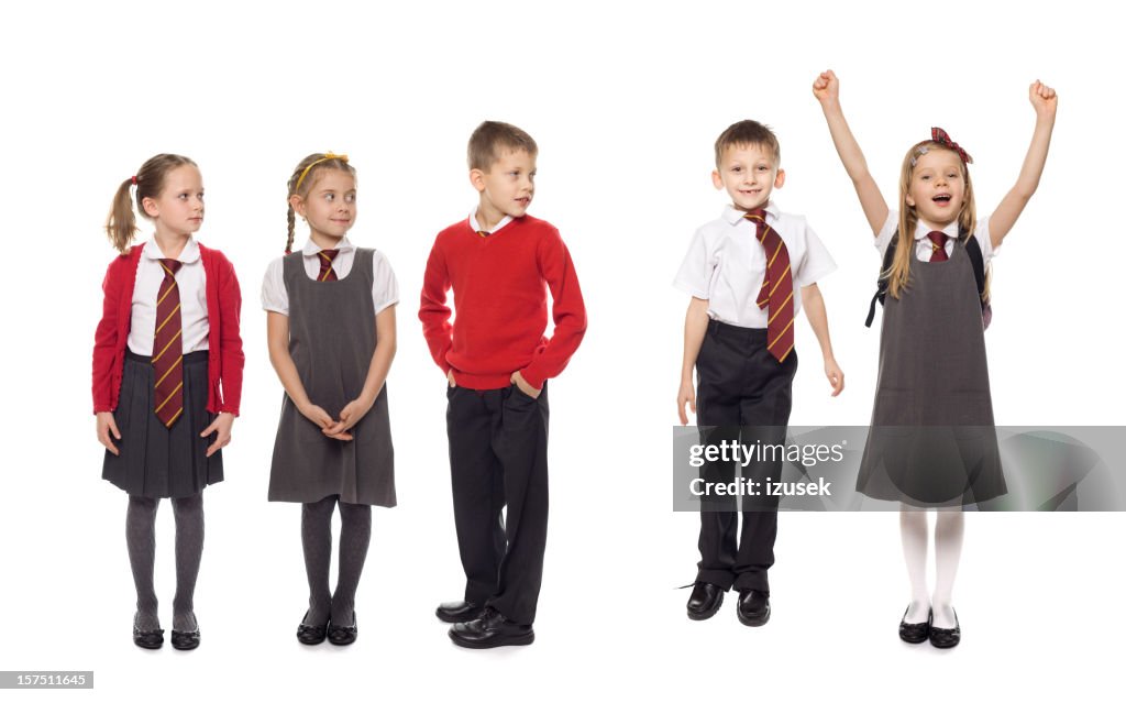 School Kids In A Row, Studio Isolated