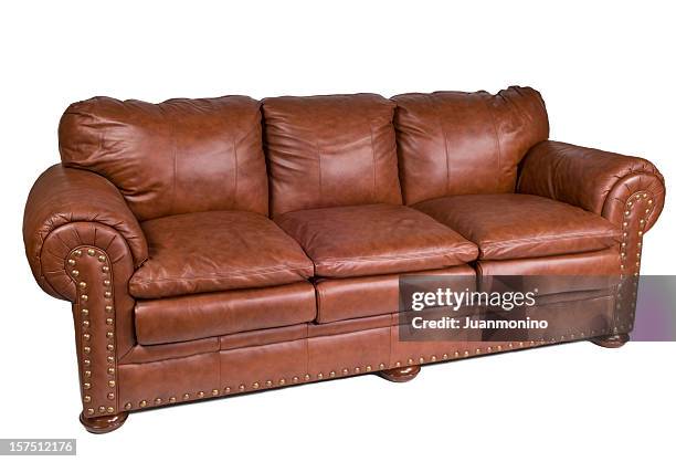 elegant leather sofa - leather couch stock pictures, royalty-free photos & images