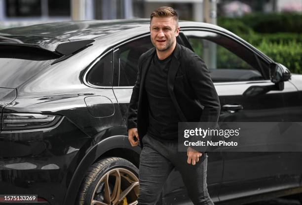 Jakub Blaszczykowski arrives at the Krakow City Office for a meeting with the Mayor of the City, where he receives the 'Honoris gratia' award, which...